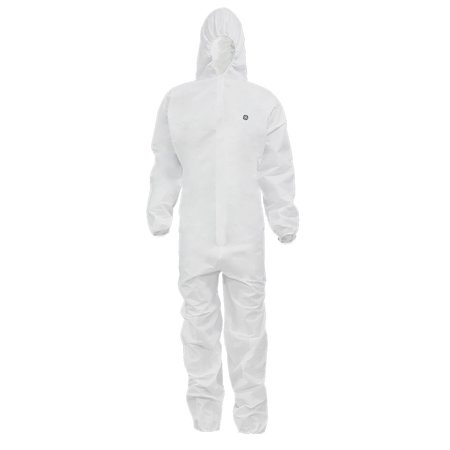 GE Hooded Disposable Coveralls, S, White, Zipper Flap GW904S